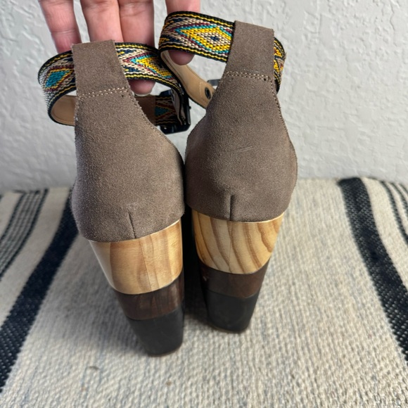 Inkkas Bohemian Wood Wedge High Heels Leather Upper Size 10W - Picture 6 of 10